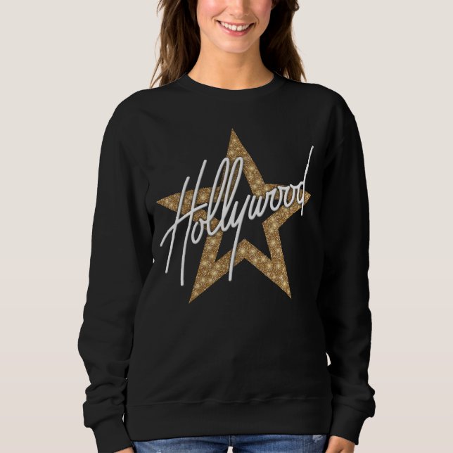 Moletom Script de Mão Branca de Hollywood com Estrela (Frente)