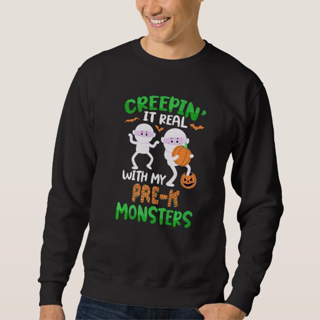Moletom Se Arrastando de Verdade Com Meus Monstros Pré K n (Frente)