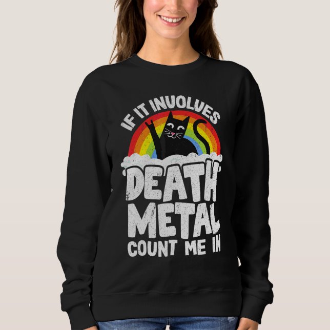 Moletom Se Envolve Death Metal Conte Comigo Gato Metal R (Frente)
