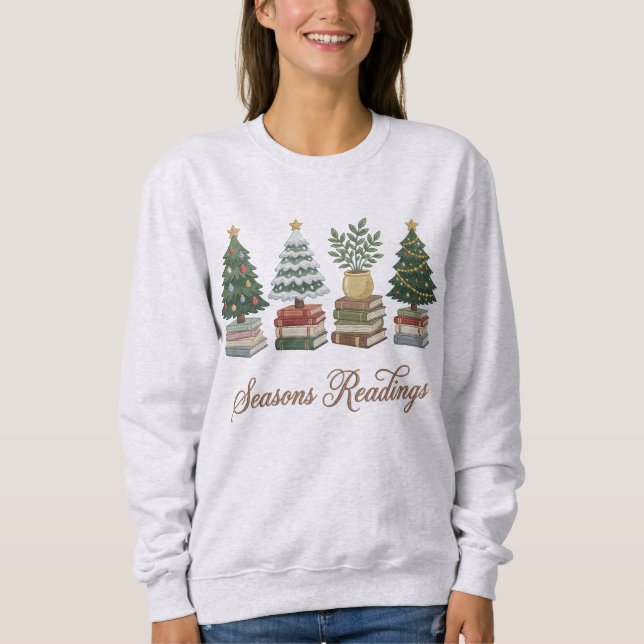 Moletom Season’s Readings Christmas Book Lover Sweatshirt (Frente)