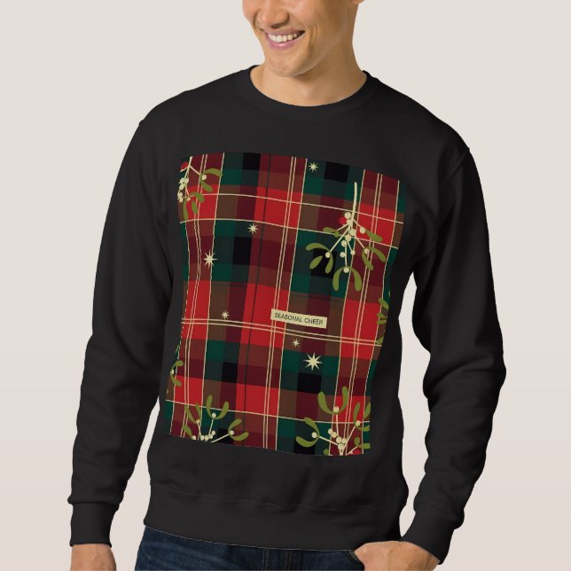 Moletom Seasonal Cheer (1) Tartan Christmas Pattern (Frente)