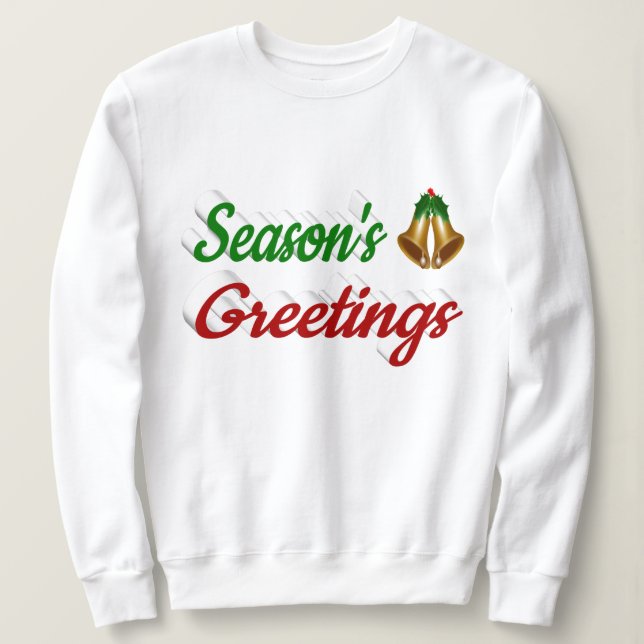 Moletom Seasons Saudações Belga Escrito verde de Natal (Frente do Design)