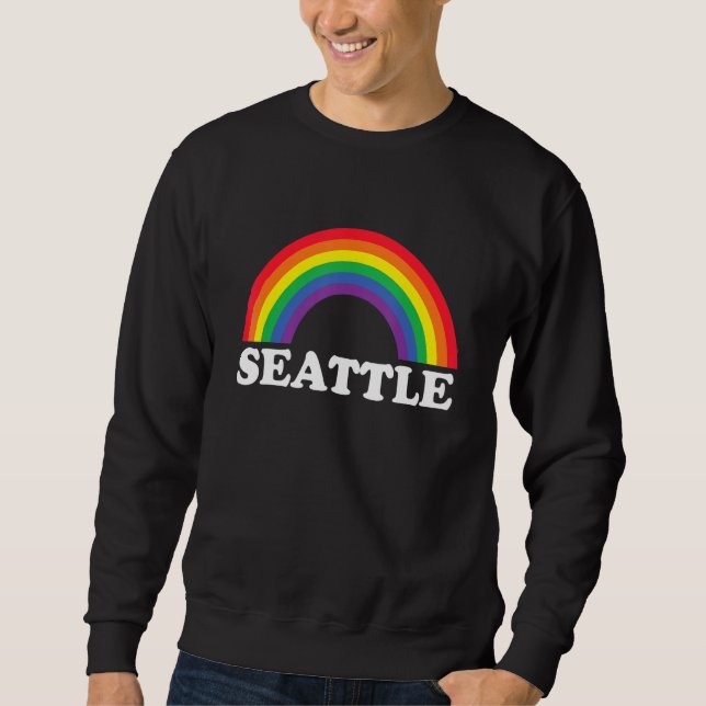 Moletom Seattle Rainbow LGBTQ Gay Pride Lesbians Queer (Frente)