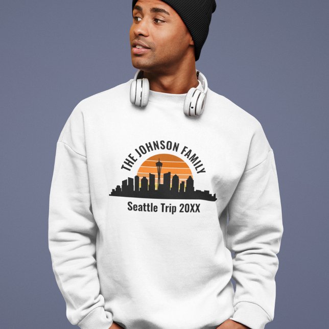 Moletom Seattle Trip Skyline Sunset Personalized (Criador carregado)