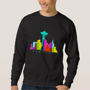 Moletom Seattle Washington Skyline Colorful American Citys