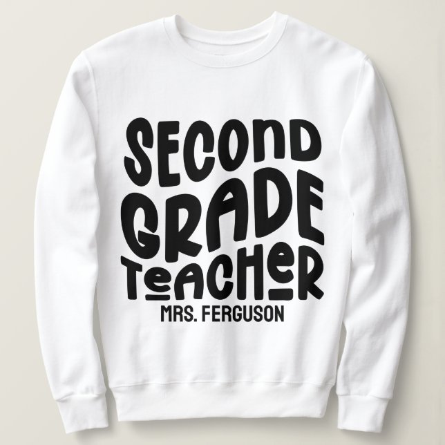 Moletom Second Grade Teacher Black Typography (Frente do Design)
