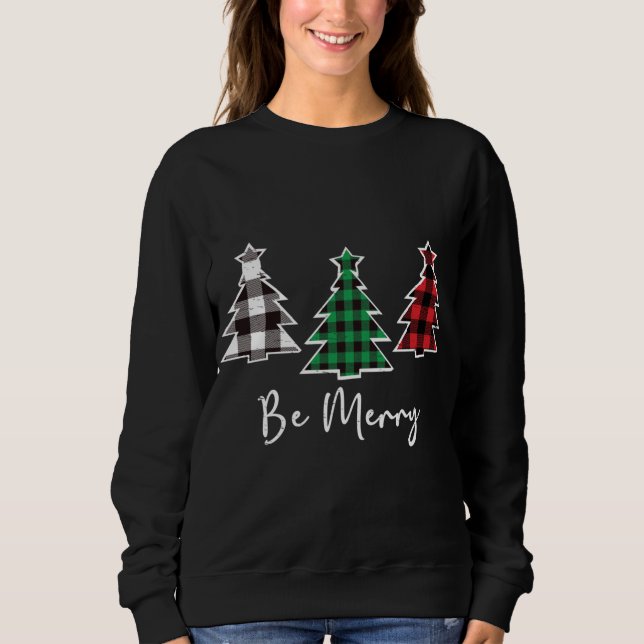 Moletom Seja Feliz Árvores de Natal Búfalo-Xadrez (Frente)