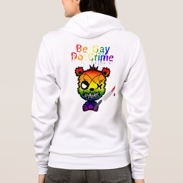Moletom Seja o Gay do crime LGBTQ+ do Urso do Orgulho (Verso)