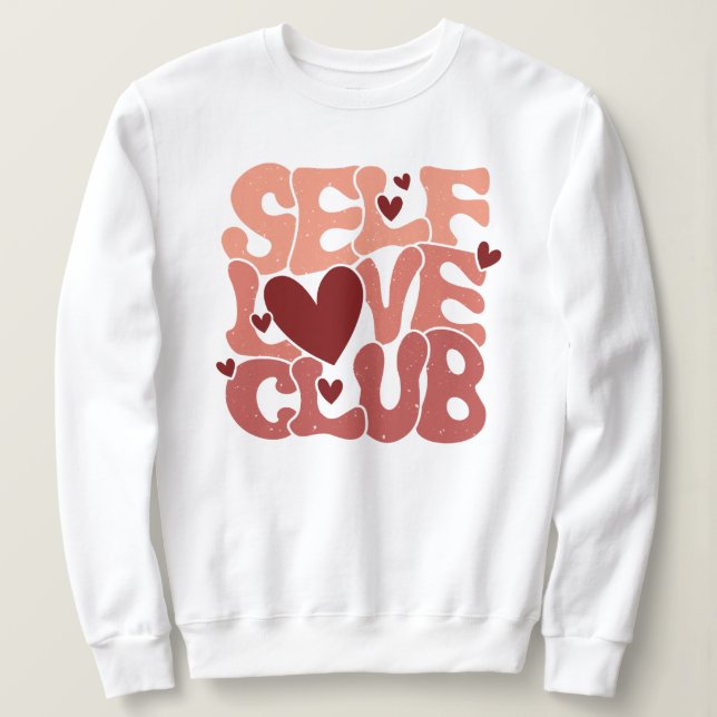 Moletom "Self Love Club" Retro Pink Groovy Graphic (Frente do Design)