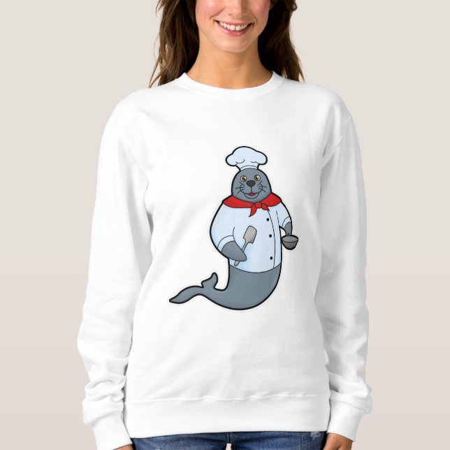 Moletom Selo como cozinheiro com Pan & Spatula (Frente)