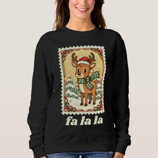 Moletom Selo de Natal do Fa La La Reindeer (Frente)