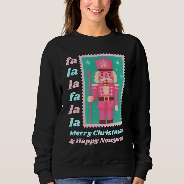 Moletom Selo de Natal do Quebra-Nozes Pink Fa La La (Frente)