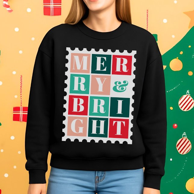 Moletom Selo de Natal Retro Alegre e Brilhante (Criador carregado)
