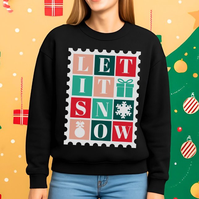 Moletom Selo de Natal Retro Let It Snow (Criador carregado)