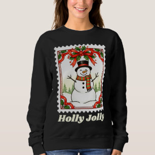 Moletom Selo Postal de Natal do Boneco de Neve Holly Jolly
