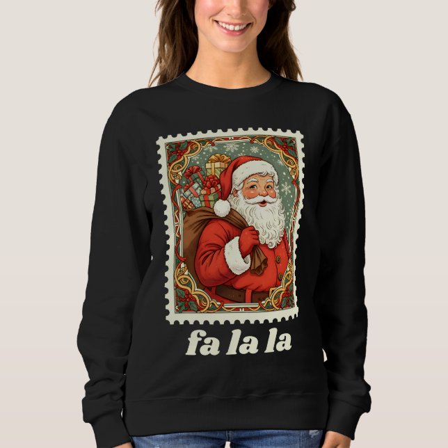 Moletom Selo Postal Papai Noel Fa La La Natal (Frente)