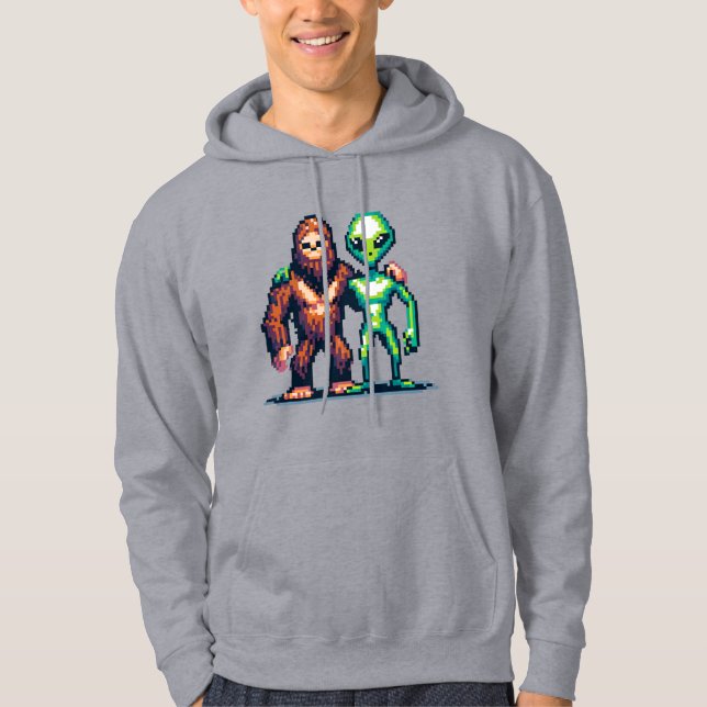 Moletom Ser Alienígena Extraterrestre e Arte Pixel Bigfoot (Frente)