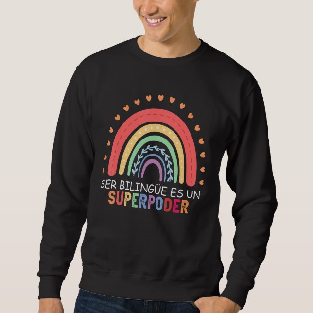 Moletom Ser bilingue es un superpoder Professora espanhola (Frente)