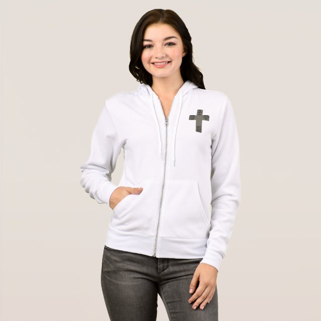 Moletom Serenity Prayer Cross Cote Cheio-Zip Women's (Frente Completa)