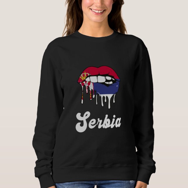 Moletom Sérvia derretendo Lábios Ortoados Da Bandeira Sérv (Frente)