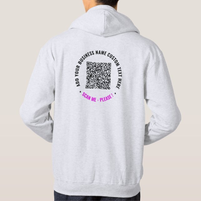Moletom Seu Capuz de Negócios Personalizado com Código QR  (Verso)