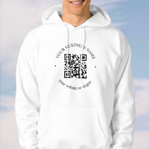 Moletom Seu código QR carregado mais texto circular editáv