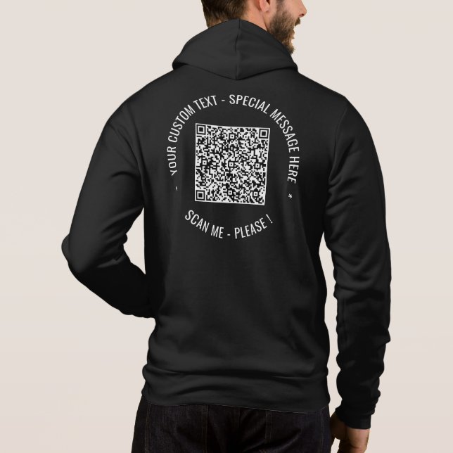 Moletom Seu código QR e o Hoodie Personalizado de Texto Pe (Verso)
