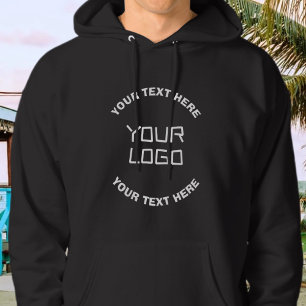 Moletom Seu logotipo ou imagem e texto editável Preto e