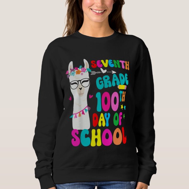 Moletom Seventh Grade 100 Days Smarter No Prob Llama Teach (Frente)