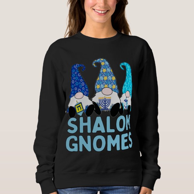Moletom Shalom Gnomos 3 Hanukkah Gnomos Elves Cute Blue Ha (Frente)