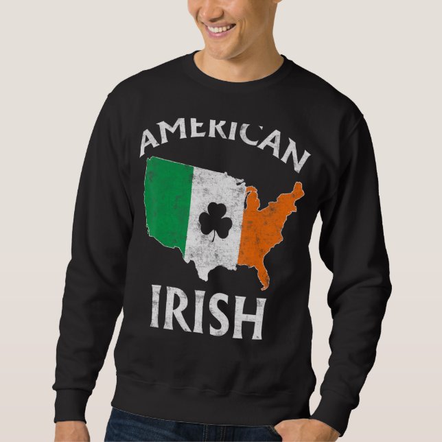 Moletom Shamrock American Flag Rua Patrick S Day Irish Pri (Frente)