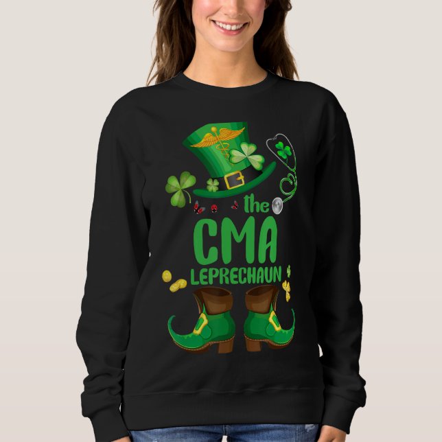 Moletom Shamrock Cma Nurse Leprechaun Funny St Patricks Da (Frente)