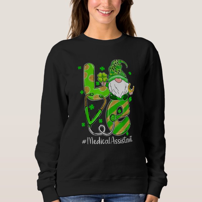 Moletom Shamrock Gnome Love Medical Assistant St Patricks  (Frente)
