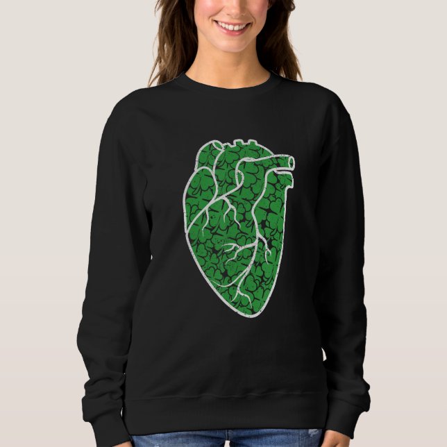 Moletom Shamrock Heart Cardiac Nurse St Patricks Day Anato (Frente)