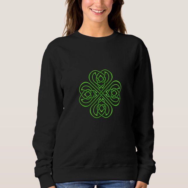 Moletom Shamrock Irlandês - Knotwork Céltico Verde (Frente)