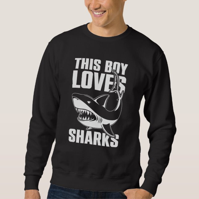 Moletom Shark Kids Ocean Animal This Boy Loves Sharks (Frente)