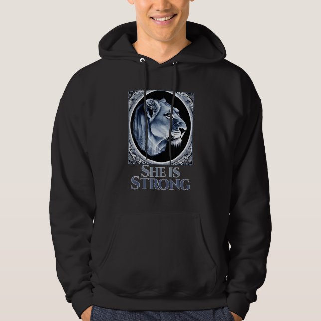 Moletom She is Strong Lioness Strength Graphic for Women  (Frente)