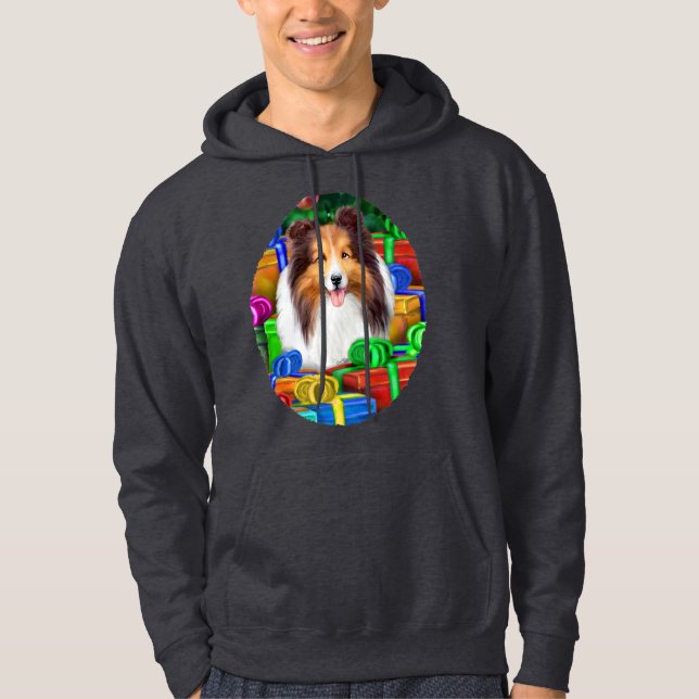 Moletom Sheltie Christmas Open Gifs Sable (Frente)