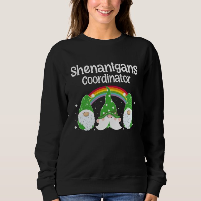 Moletom Shenanigans Coordinator St Patricks Day Gnomes Gre (Frente)