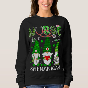 Moletom Shenanigans Funny Love Gnomes Nurse St Patricks Da