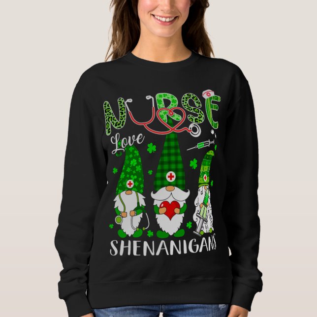 Moletom Shenanigans Funny Love Gnomes Nurse St Patricks Da (Frente)