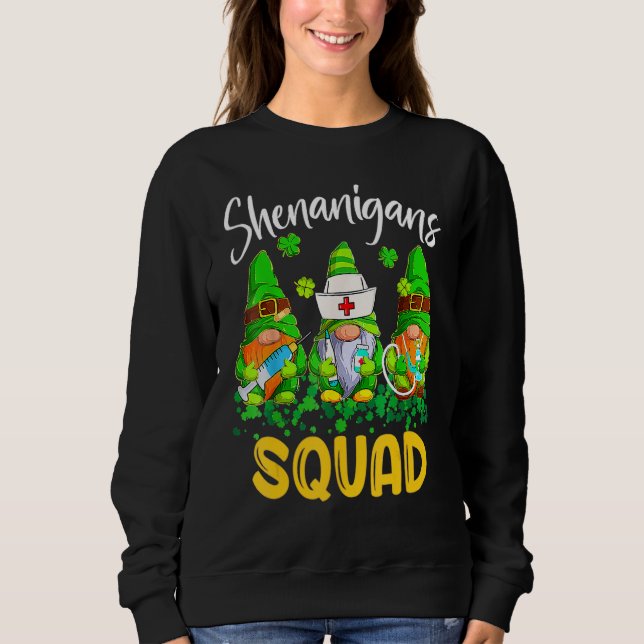 Moletom Shenanigans Squad St Patricks Day Gnomes Nurse Ste (Frente)