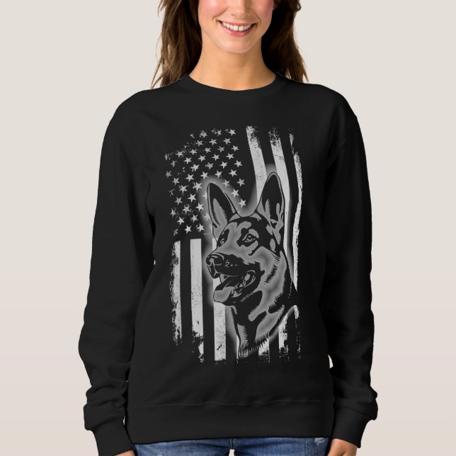 Moletom Shepherd American Flag USA Patriotic Dog Lov (Frente)