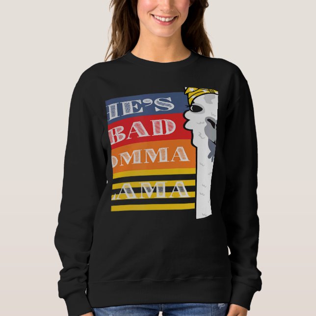 Moletom She's a Bad Momma Llama For Women  Animal  Retro 2 (Frente)