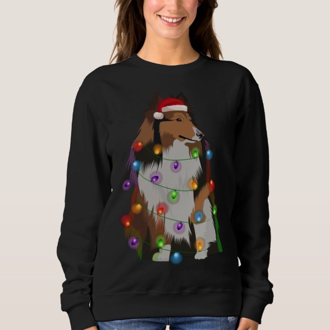 Moletom Shetland Sheepdog Christmas Lights Sheltie (Frente)