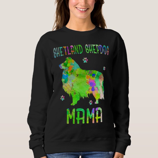 Moletom Shetland Shepdog Mama Colorida Mãe (Frente)