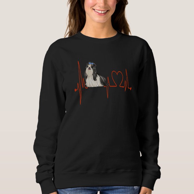 Moletom Shi Tzu D Dog Heartbeat EKG Funny Dogs Lovers Men  (Frente)