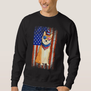 Moletom Shiba Inu 4 De Julho Bandana De Bandeira Americana