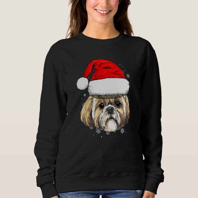 Moletom Shih Tzu Cachorro Natal Papai Noel (Frente)