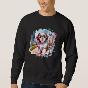 Moletom Shih Tzu Chicago com estilo aquarela, esquilo na c